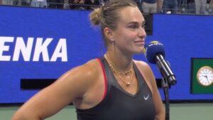 Aryna Sabalenka em entevista no US Open