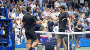 Novak Djokovic e Taylo Fritz no US Open