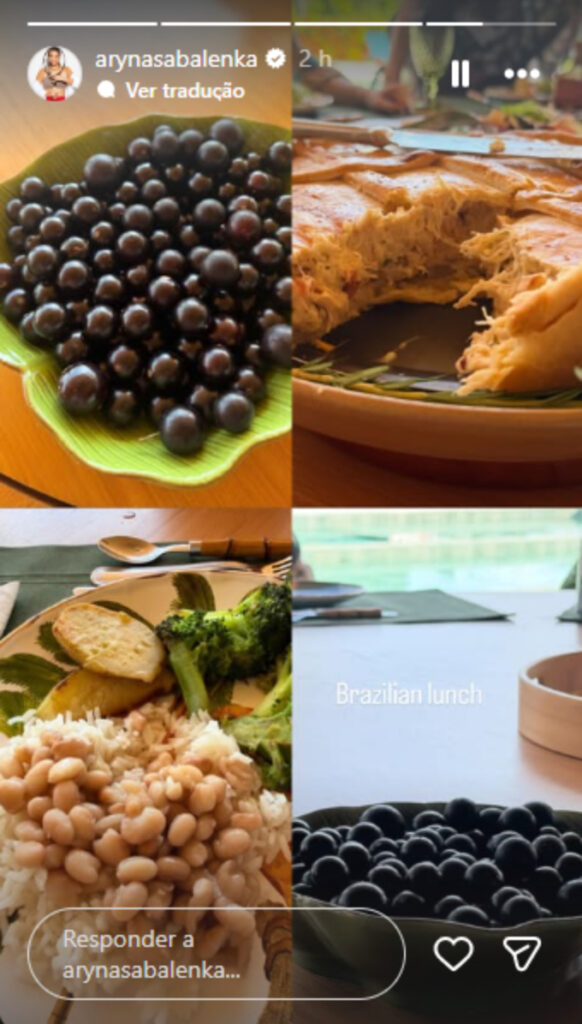 Sabalenka compartilha experiências com comida brasileira e prova jaboticaba 1 sabalenkastoriesbrcomida