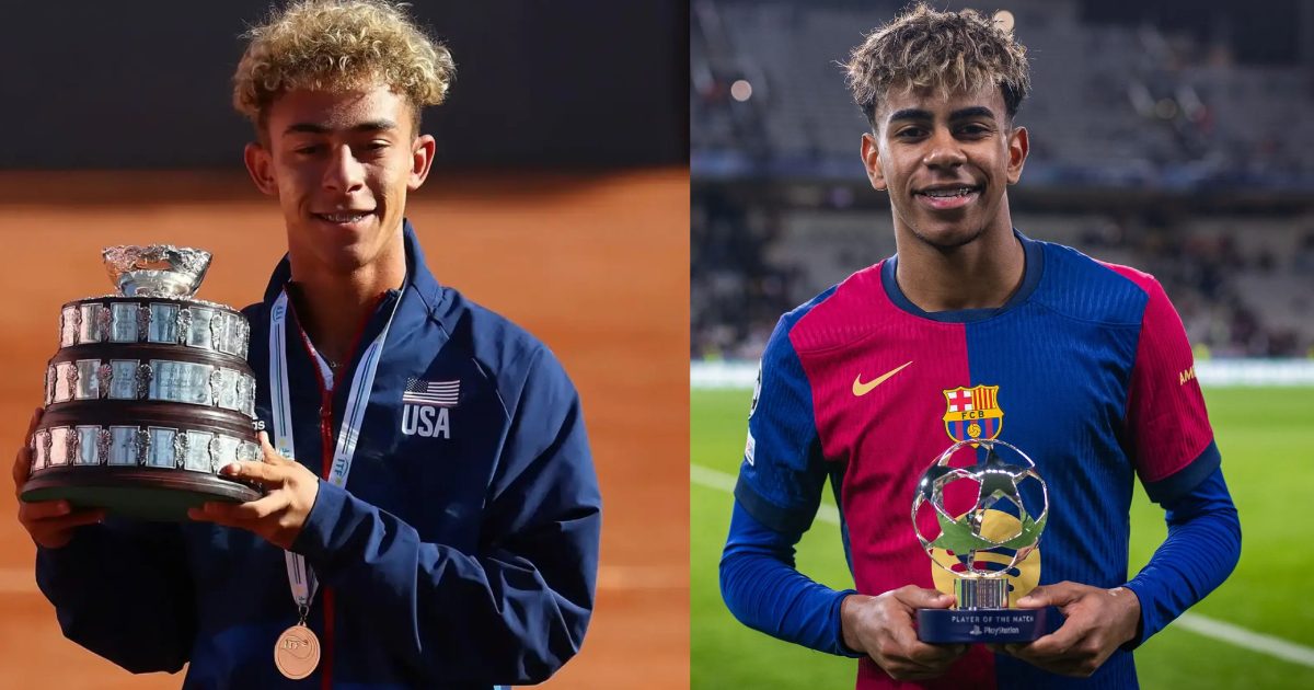 Jordan Lee (esq) e Lamine Yamal (dir) (Crédito: ITF e Divulgação Barcelona)