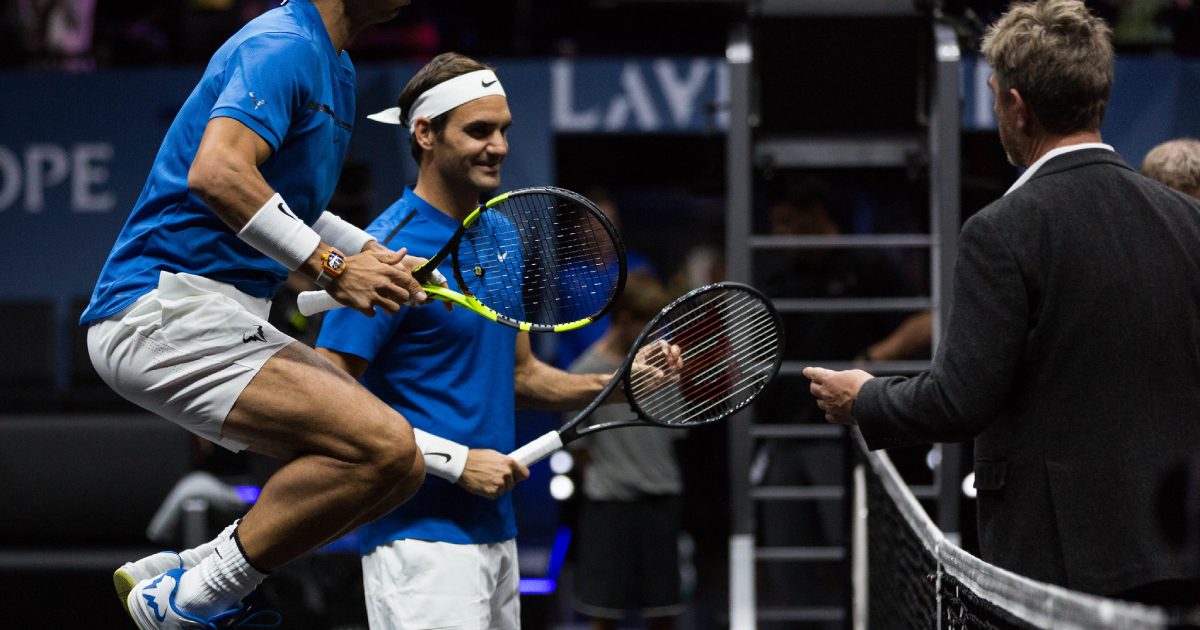 Rafael Nadal e Roger Federer  na Laver Cup 2017 (Crédito: Beth Wilson | Tennis Connected)